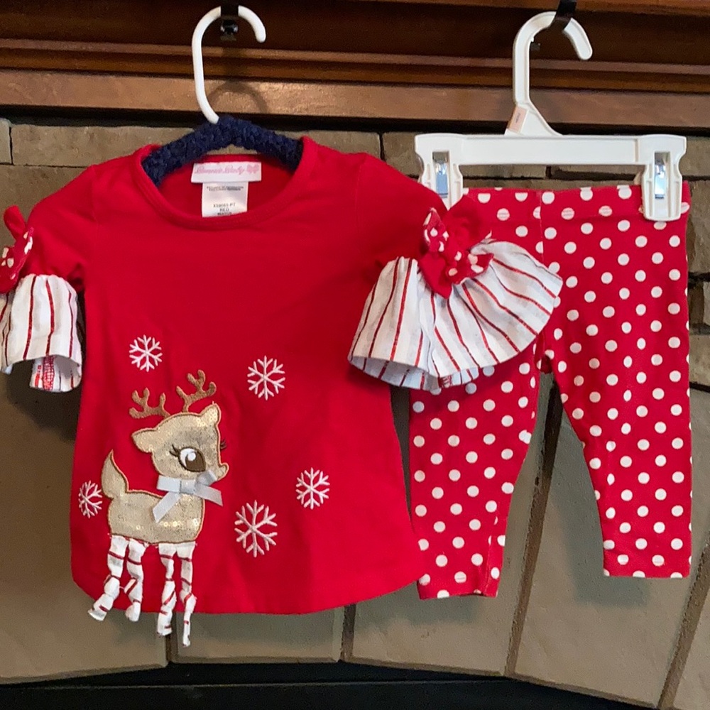 Bonnie Baby 3-6 Mo. 2-piece Reindeer Christmas Set
